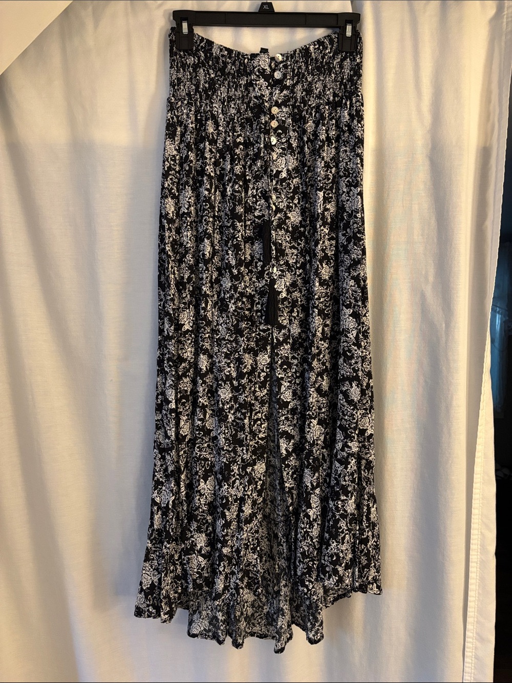 Black & White Floral Maxi Skirt - Women
